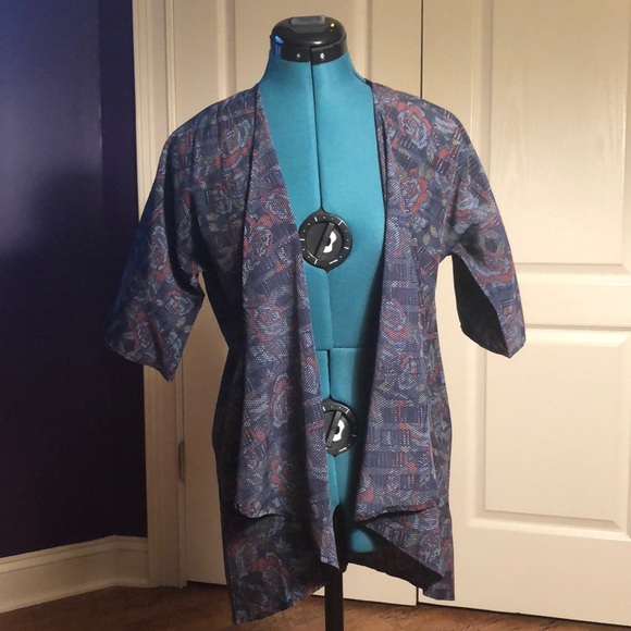 LuLaRoe, Blue Floral Bohemian Kimono, 3 - Picture 1 of 4